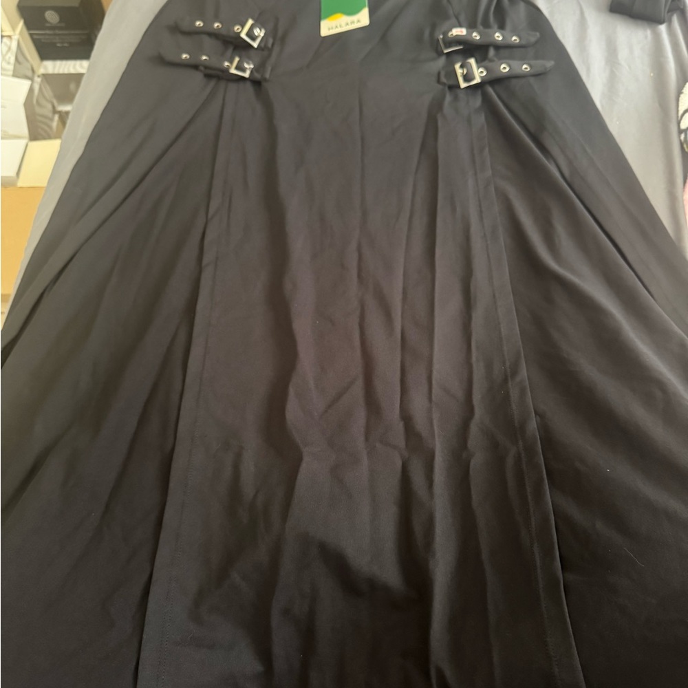 Black Buckle Detail Skirt